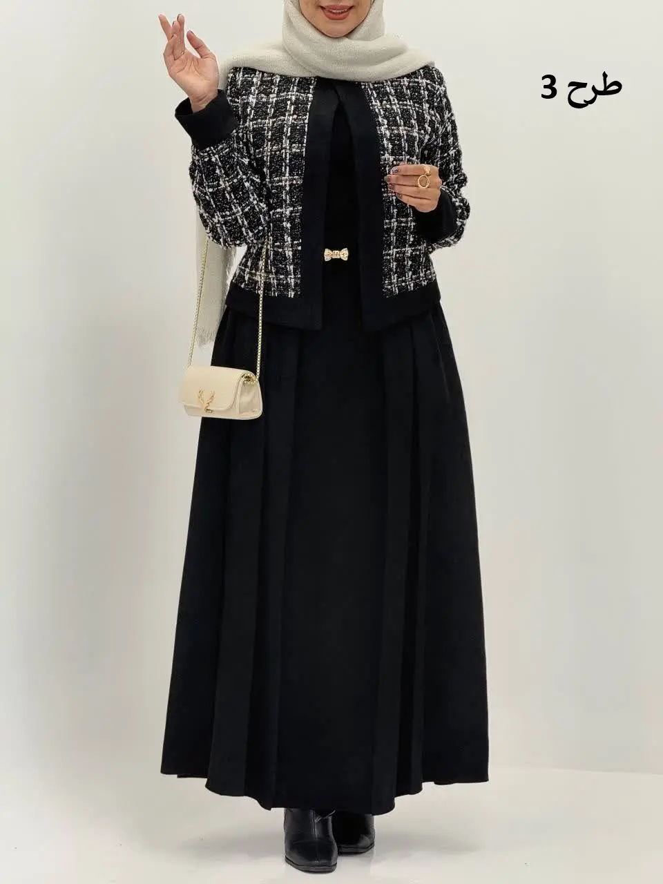 3805-کت و دامن شنل ( ایراددار )